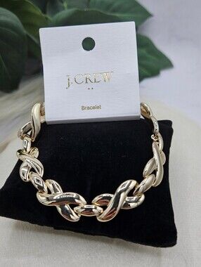 J.Crew nwt Gold plated braided chunky bracelet recycled zinc, cubic zirconia cha